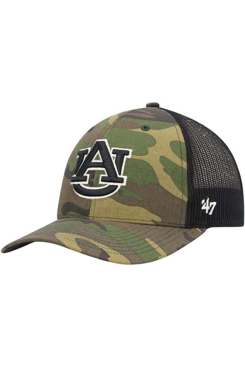 Men's '47 Camo/Black Auburn Tigers Team Logo Trucker Snapback Hat, Main, color, Camo