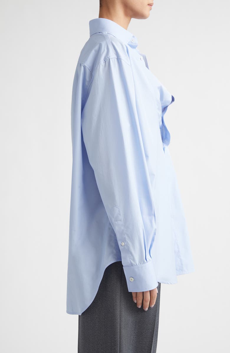 Maison Margiela Folded Collar Cotton Button-Up Shirt, Alternate, color, Light Blue