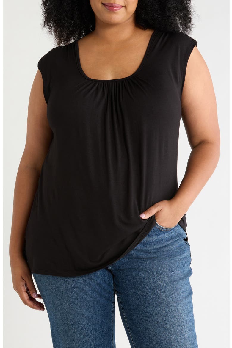 Drape Sleeveless Top, Main, color, BLACK