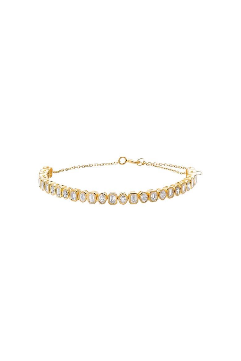 Lab Grown Diamond Emerald Bezel Half Tennis Bracelet, Main, color, Gold