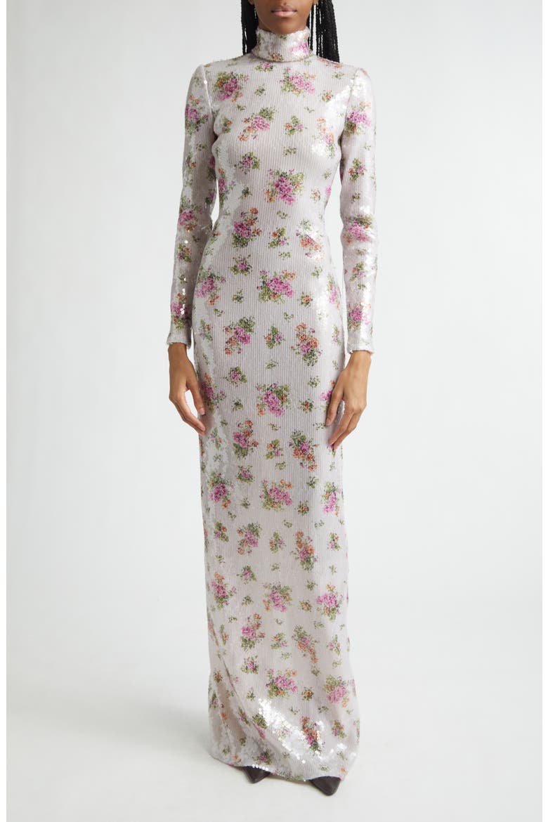 brandon maxwell sequin dress Brandon Maxwell Liquid Sequin Open-back Dip-dye Gown In Solid Blush