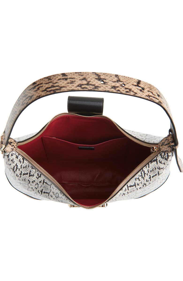 Jimmy Choo Medium Bar Snakeskin Embossed Leather Hobo Bag, Alternate, color, Roccia/ Chai/ Shiny Gold
