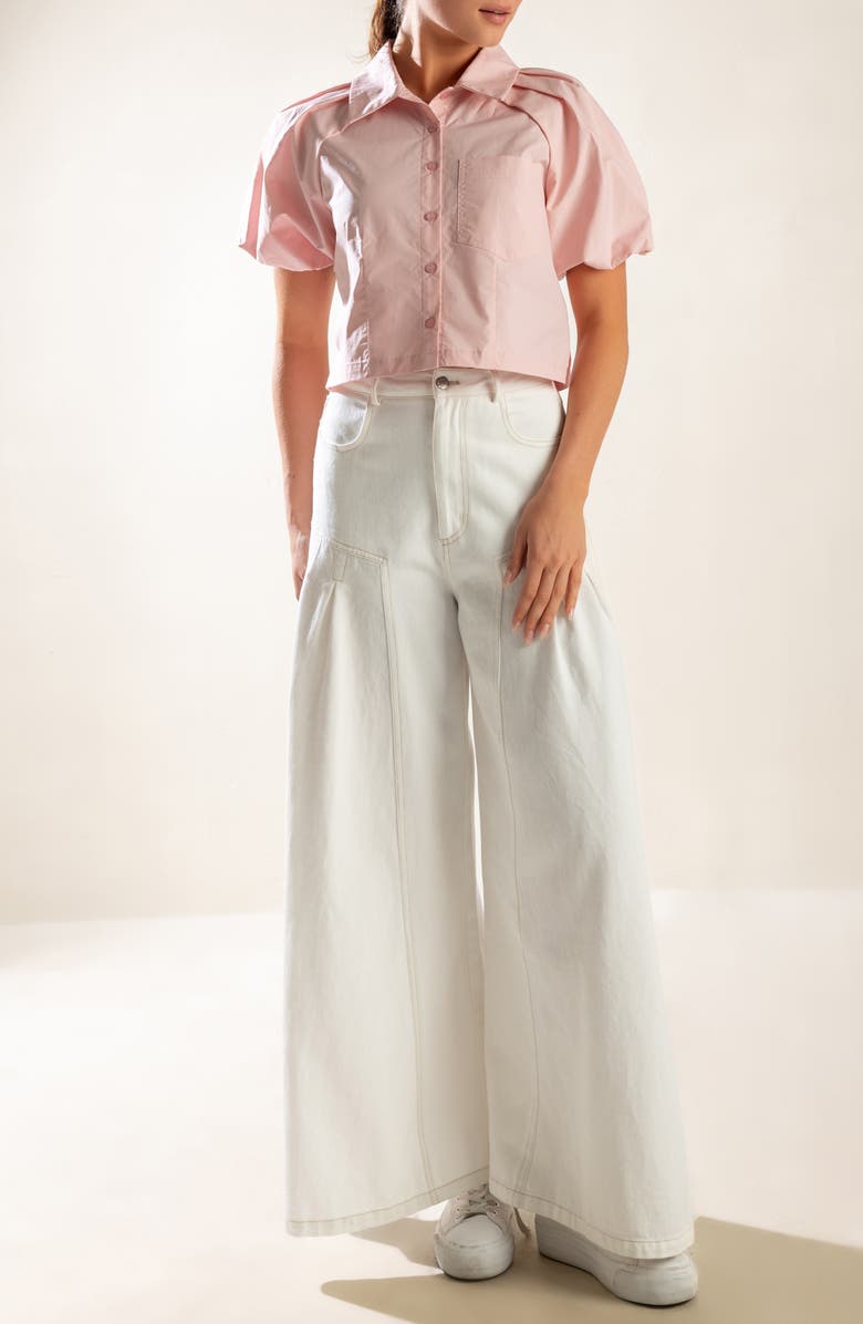 FREEMARKET Puff Sleeve Cotton Top, Alternate, color, Soft Pink