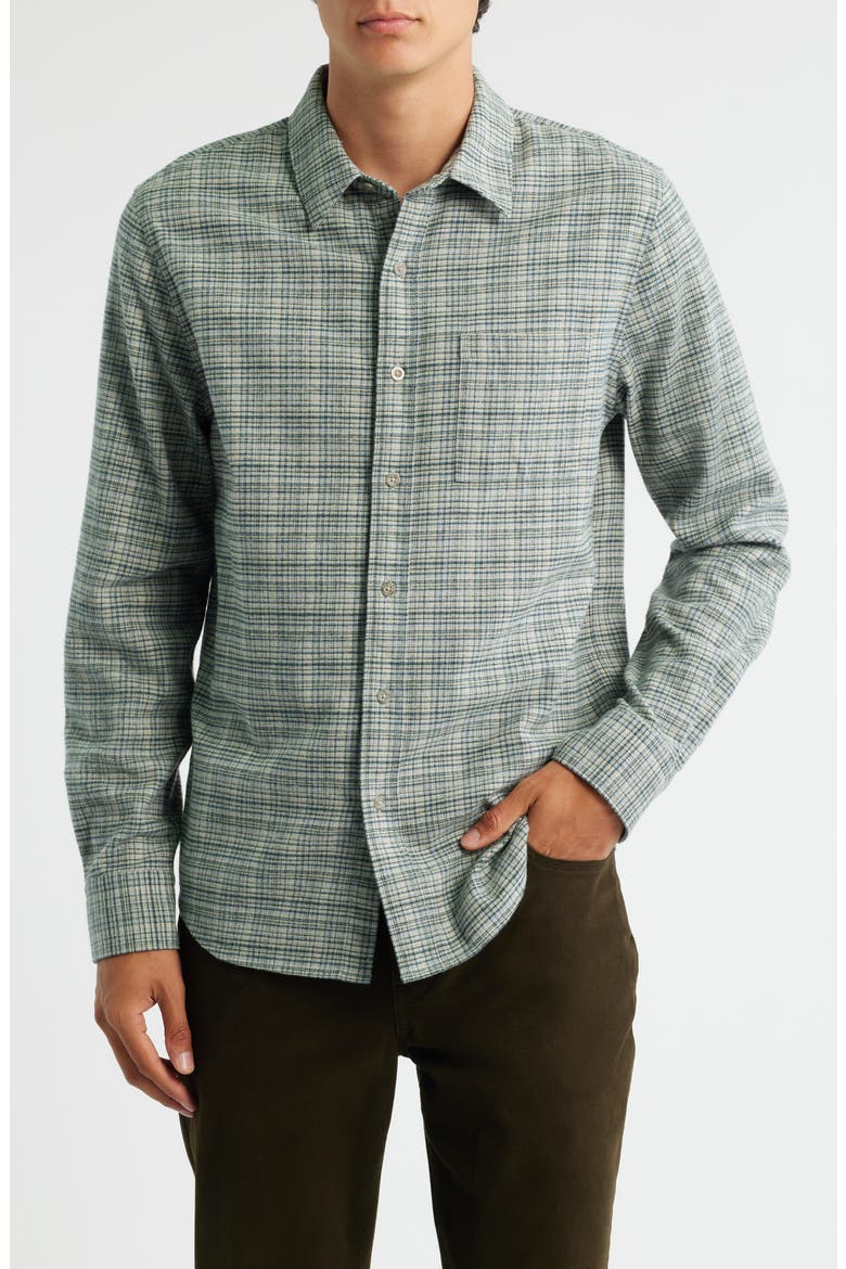 Highclere Plaid Flannel Button-Up Shirt, Main, color, PISTACHIO COMBO