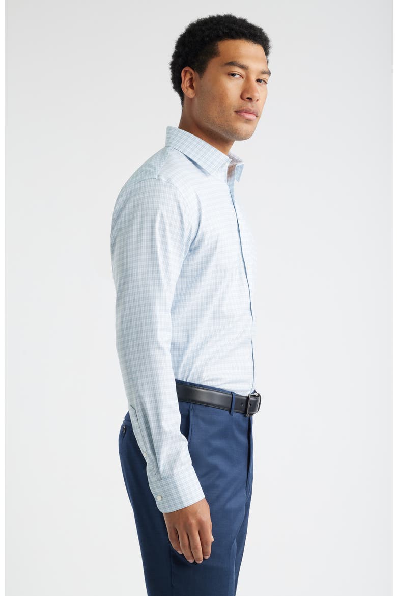 Trim Fit Plaid Premium Performance Dress Shirt, Alternate, color, BLUE PRESTON PLAID