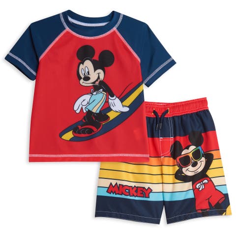Mickey Mouse Swimwear 2-Piece Rash Guard and Swim Trunks Set