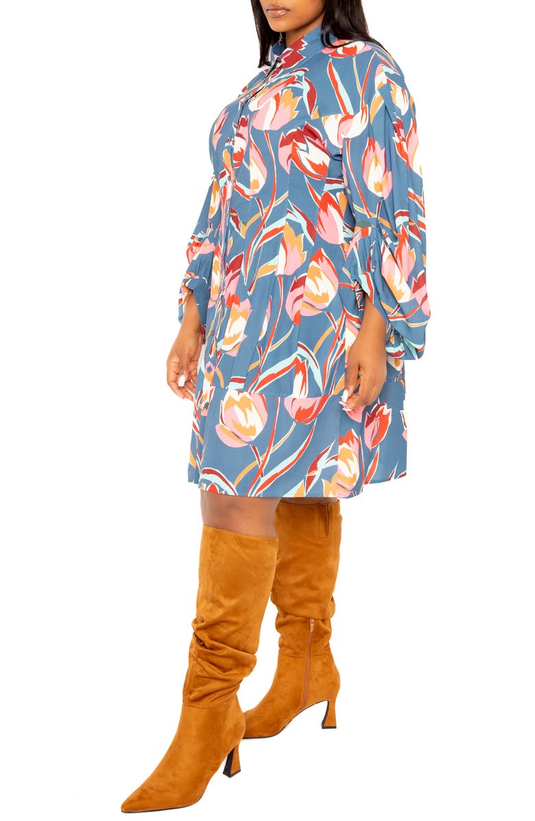BUXOM COUTURE Floral Balloon Long Sleeve Shirtdress, Alternate, color, 