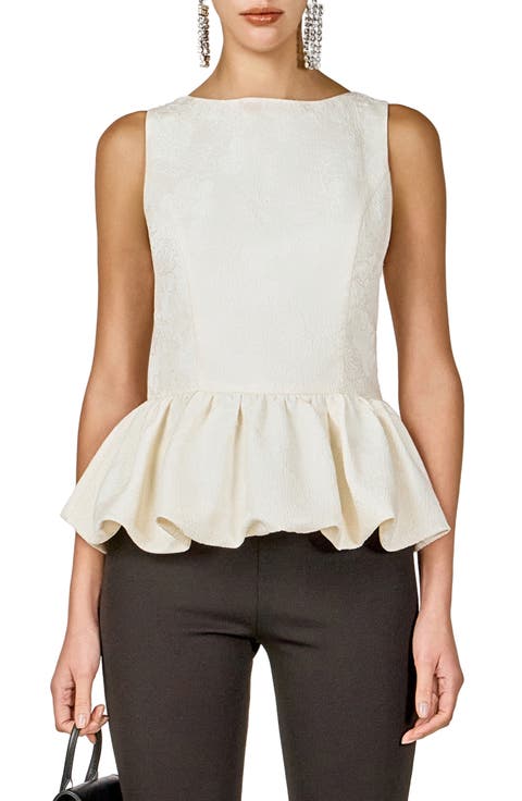 Floral Jacquard Peplum Top