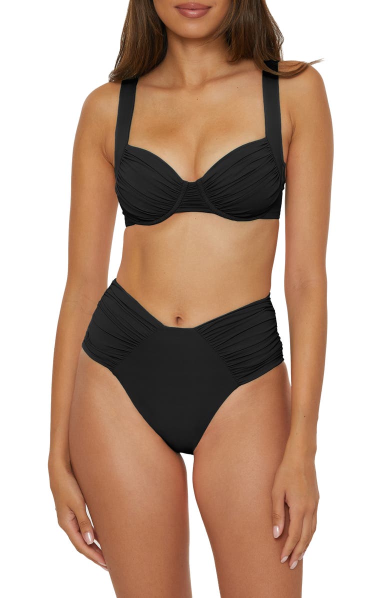 Becca Color Code High Cut Bikini Bottoms, Alternate, color, Black