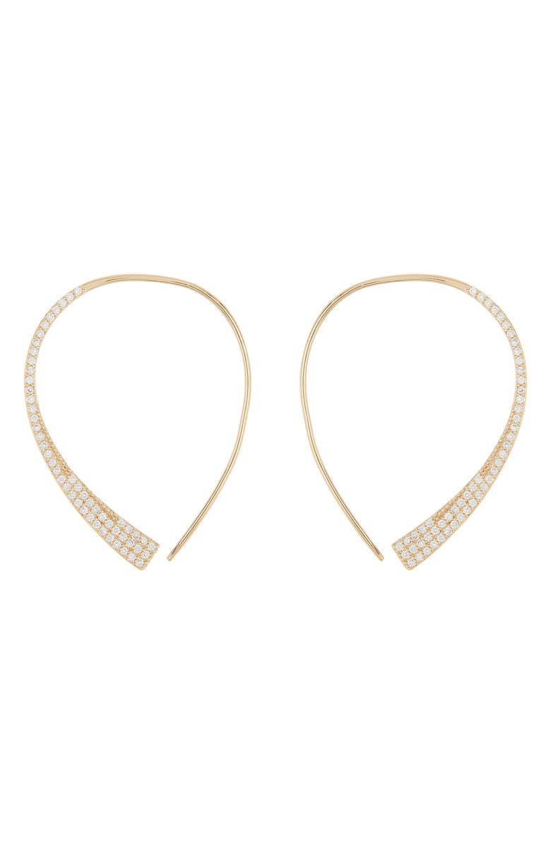 Sterling Forever Carlotta CZ Threader Earrings, Main, color, Gold