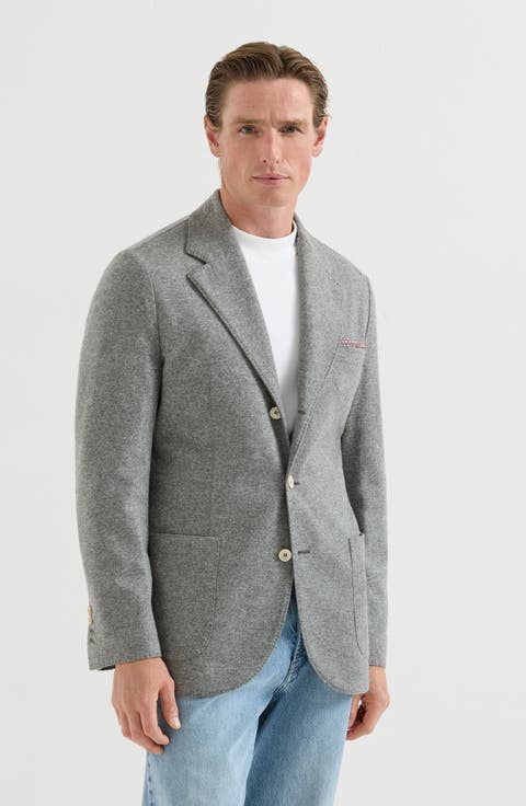 Cashmere jersey blazer with patch pockets
