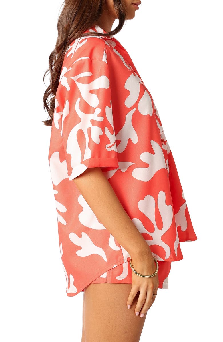 Petal & Pup Payton Short Sleeve Button-Up Shirt, Alternate, color, Melon White