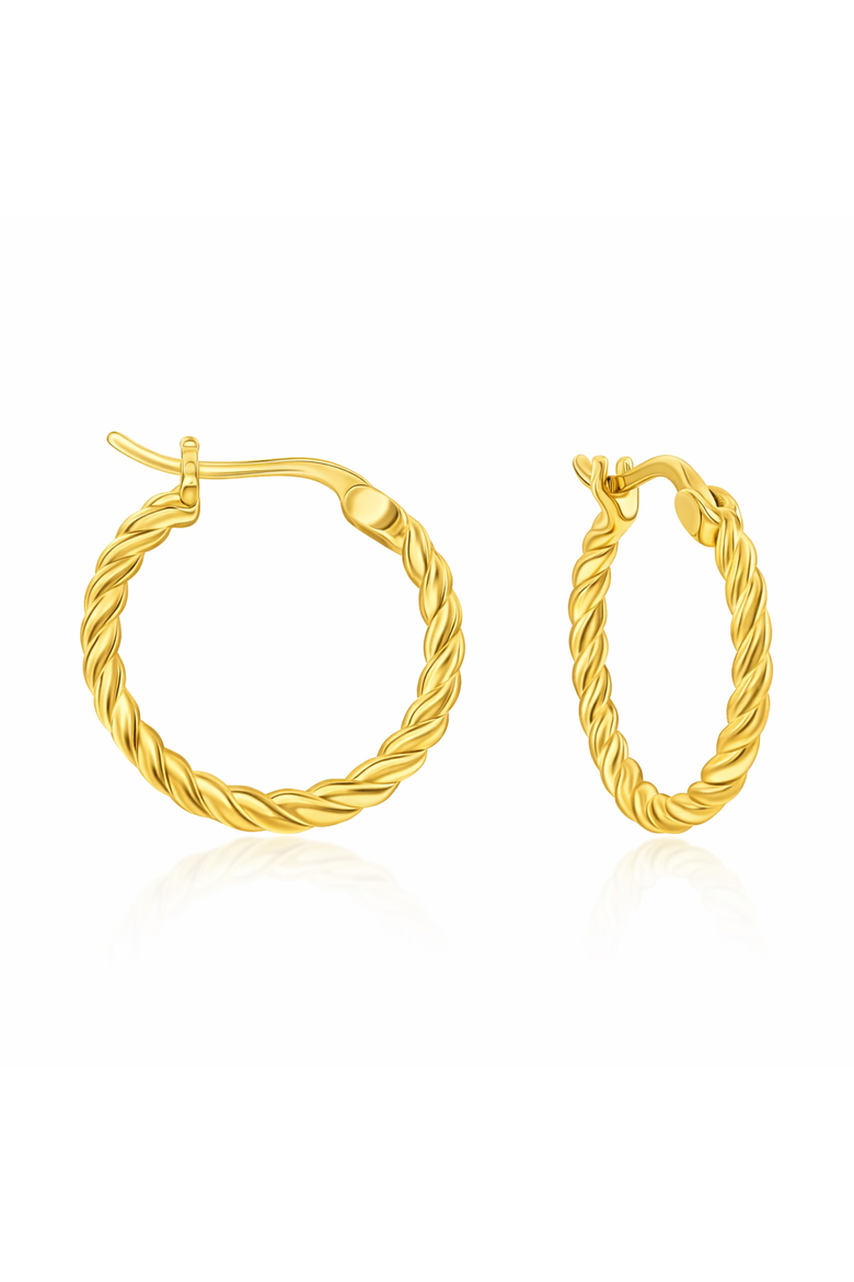 Gold-Tone Twisted Hoop Earrings, Main, color, Yellow