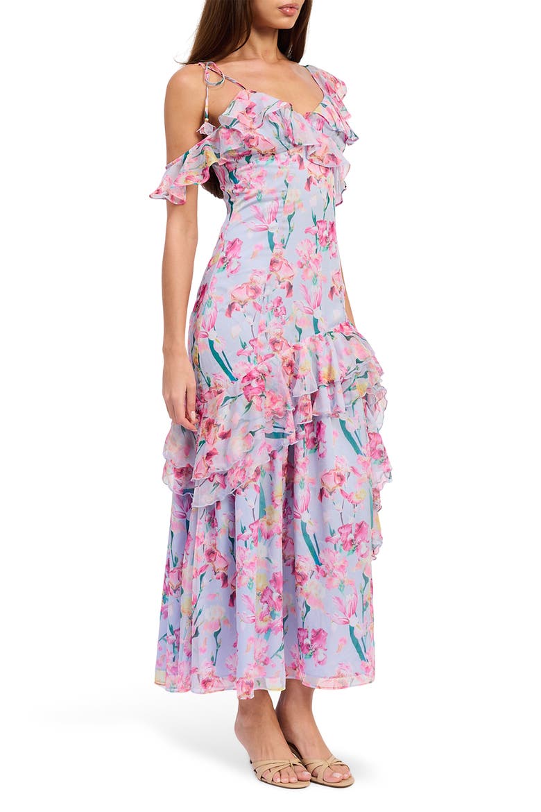 Alyssa Ruffle Asymmetric Maxi Dress, Alternate, color, PERIWINKLE FUCHSIA