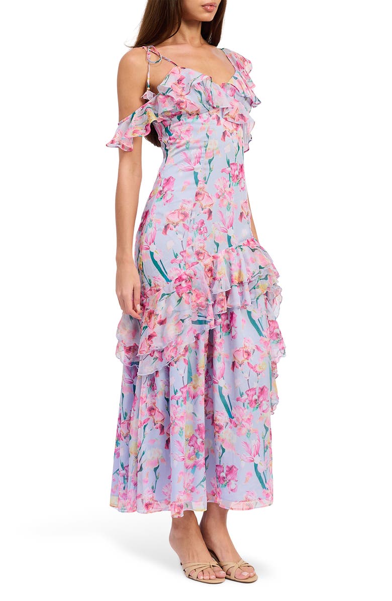 En Saison Alyssa Ruffle Asymmetric Maxi Dress, Alternate, color, Periwinkle Fuchsia