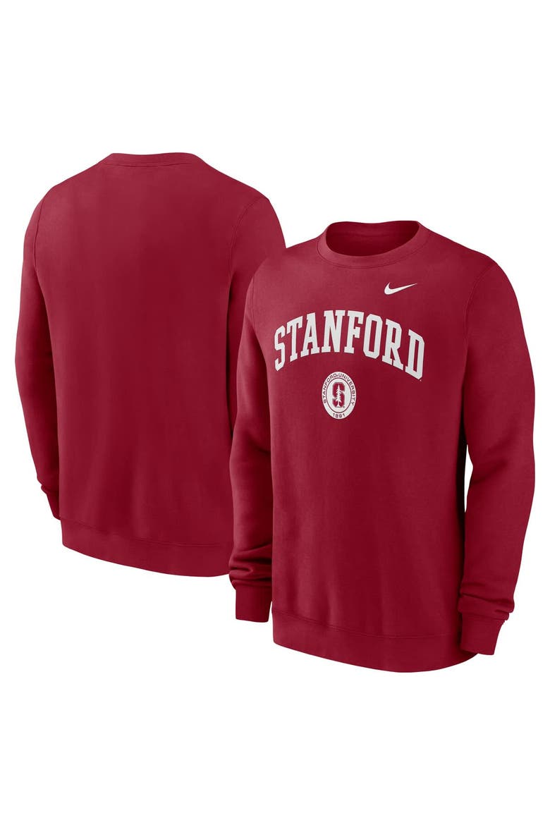 Men's Nike Cardinal Stanford Cardinal Arched Seal Pullover Sweatshirt, Main, color, Cardinal