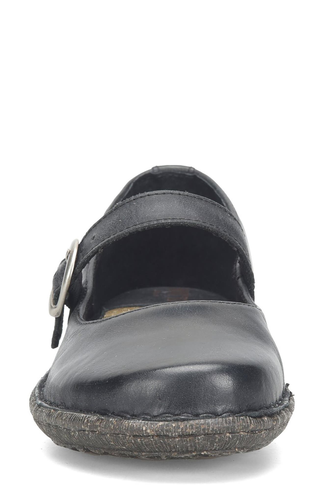 Børn Mary Jane Flat, Alternate, color, Black Leather