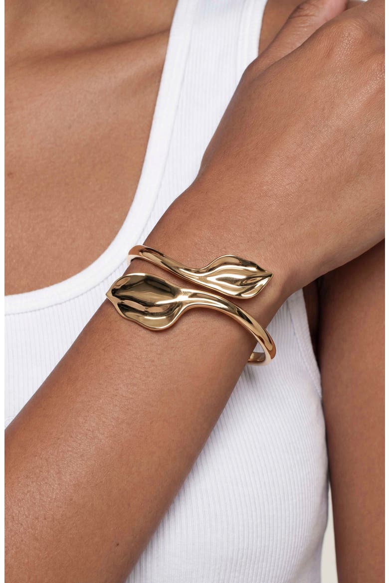 Twisted Petal Cuff Bracelet, Alternate, color, GOLD
