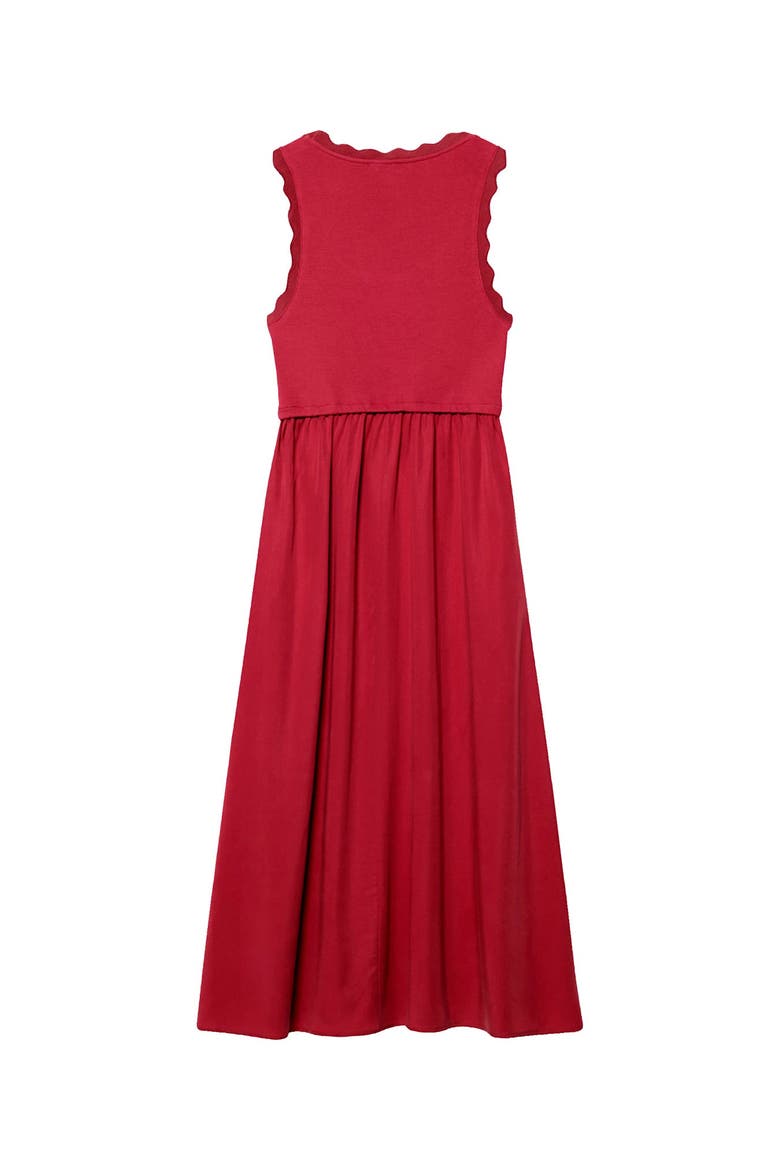 Scallop Short Sleeve Trim Midi Dress, Alternate, color, Red