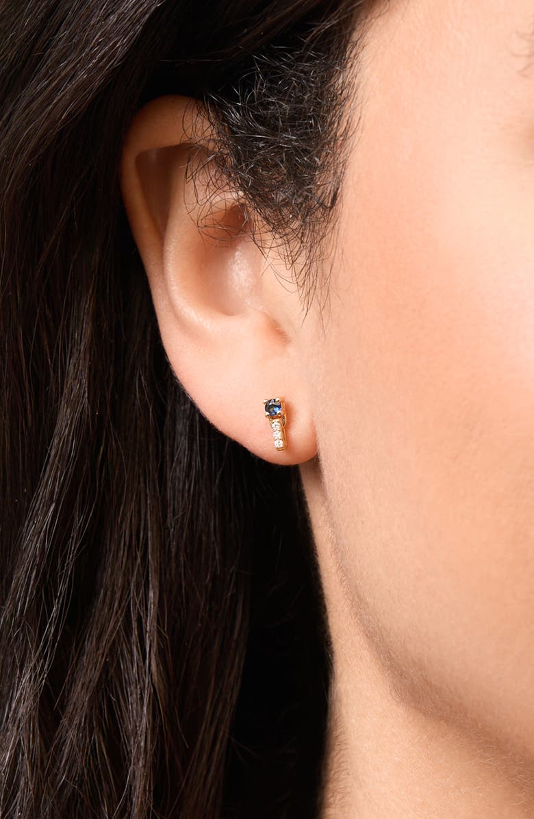 Bony Levy El Mar Gemstone & Diamond Bar Stud Earrings, Alternate, color, 18K Yellow Gold Sapphire