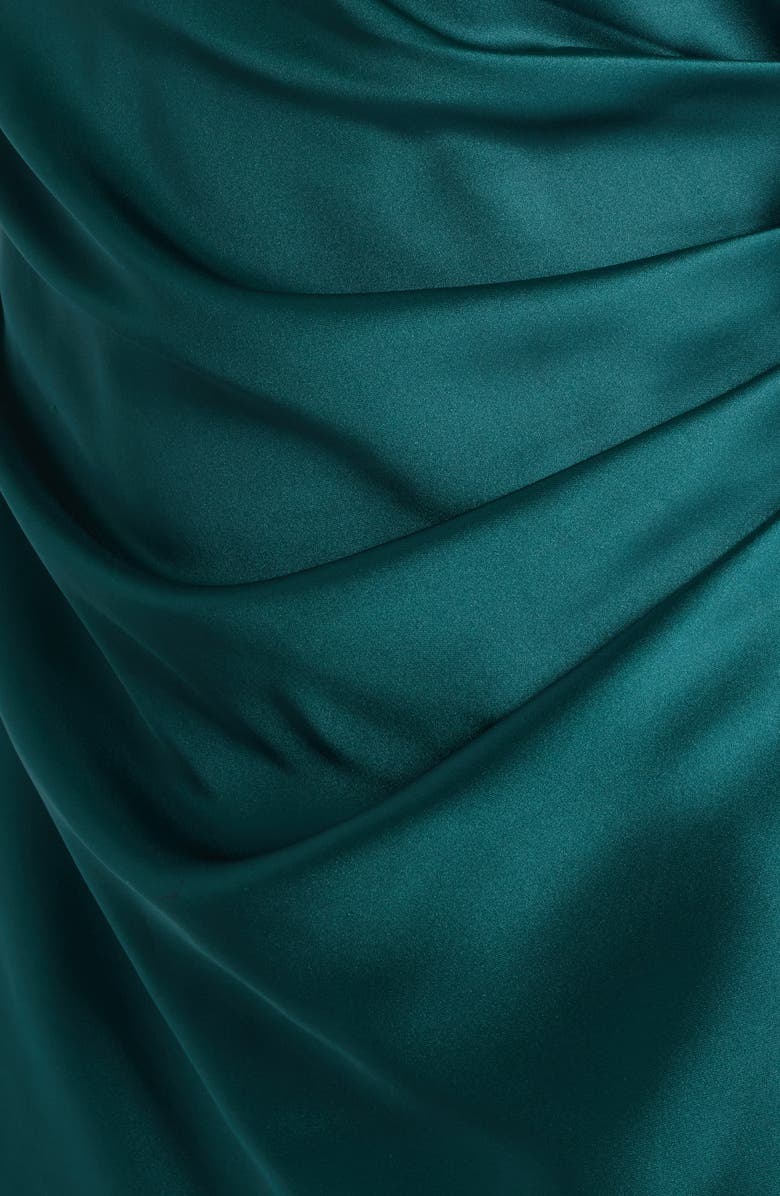 Eliza J Embellished Neck Sleeveless Stretch Satin Cocktail Dress, Alternate, color, Hunter