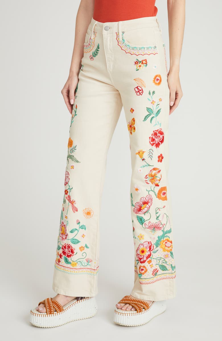 Driftwood Charlee Wide Leg Jeans, Alternate, color, Cream