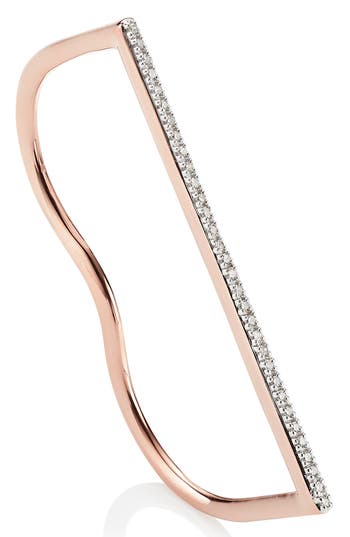 Shop Monica Vinader Fiji Skinny Double Ring In Rose Gold/diamond
