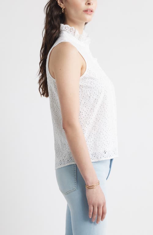 Caslonr Caslon(r) Ruffle Eyelet Sleeveless Button-up Shirt