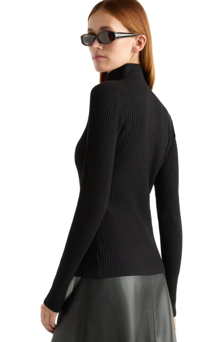 Modern Citizen Kaine Ribbed Two Way Zip Sweater, Alternate, color, Black