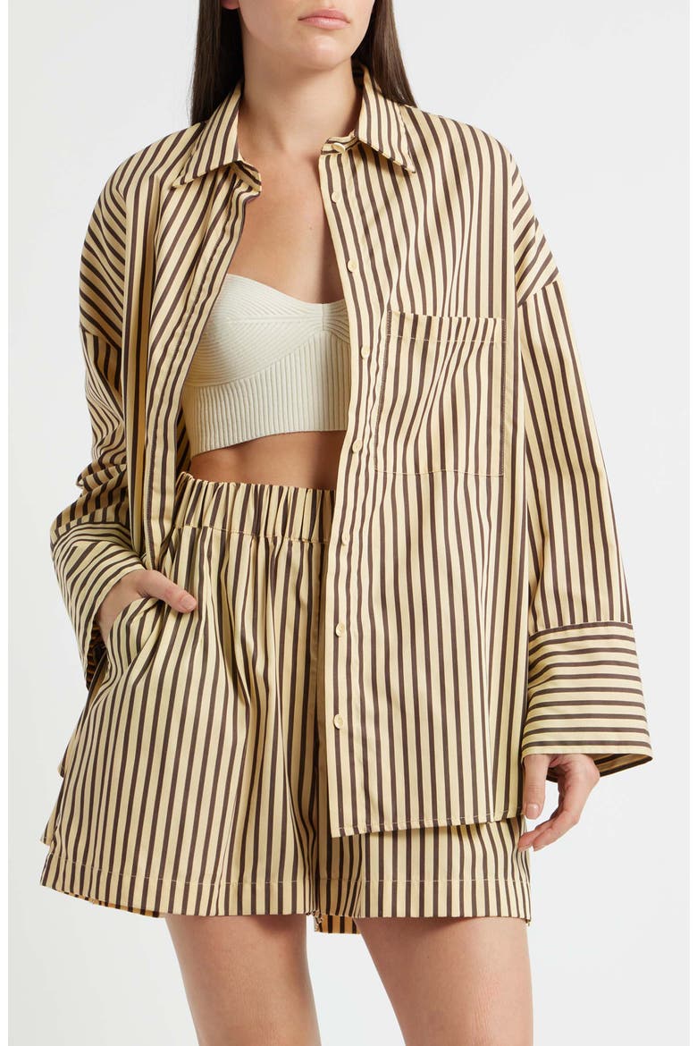 Clemente Striped Cotton Shirt, Main, color, CARMEN STRIPE-SAND CIDER