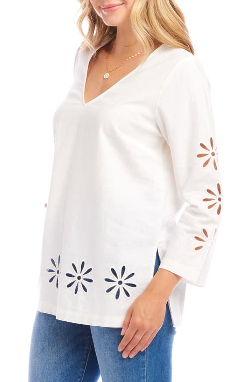 Karen Kane Floral Cutout Top In Off White