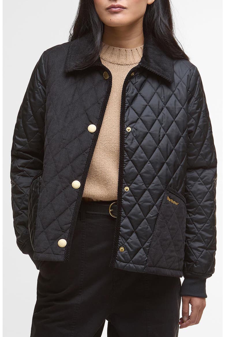 Marla Cropped Quilted Jacket, Main, color, BLACK/ CLASSIC