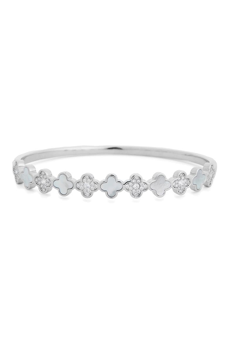 Katrina CZ Clover Bracelet, Main, color, SILVER