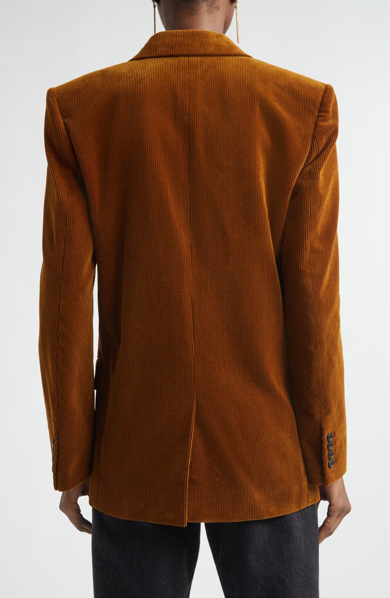 Saint Laurent Double Breasted Corduroy Blazer, Alternate, color, Cognac