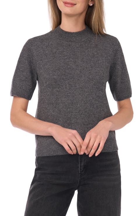 Mock Neck Short Sleeve Sweater