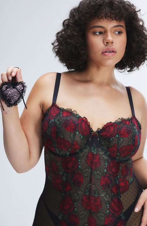 Savage X Fenty Les Roses Underwire Slip In Black Caviar
