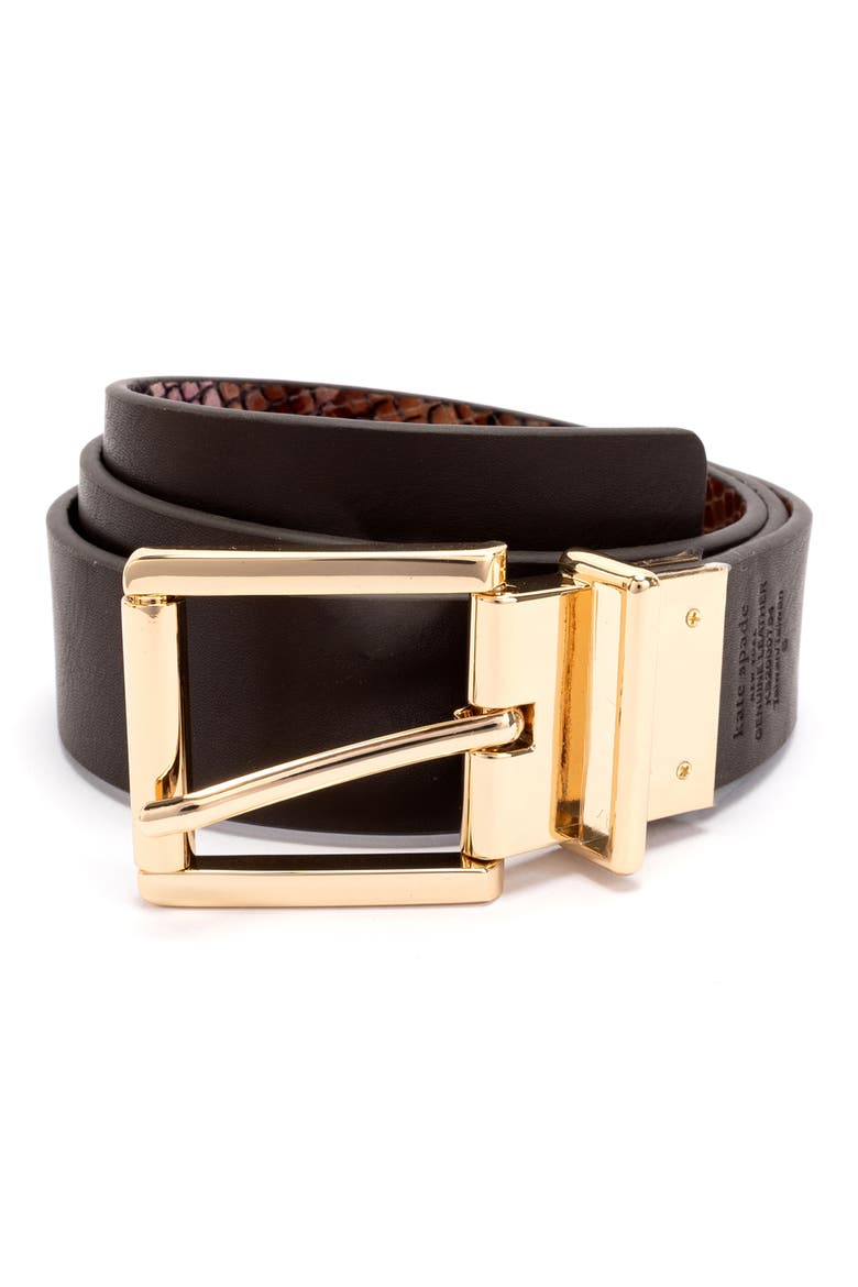 reversible snake embossed belt, Alternate, color, NATURAL / HOT FUDGE