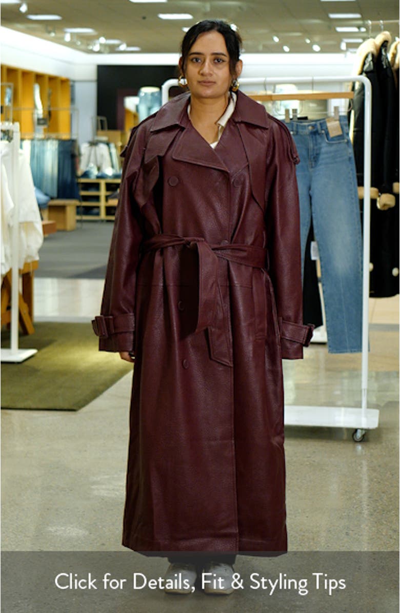 Belted Faux Leather Trench Coat, sales video thumbnail