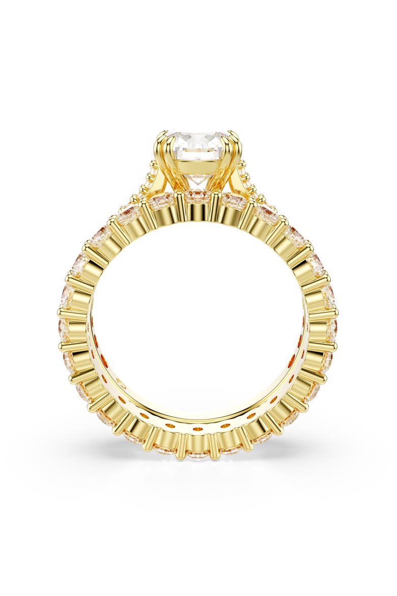 Stilla Set of 2 Crystal Solitaire & Band Rings, Alternate, color, WHITE/ GOLD