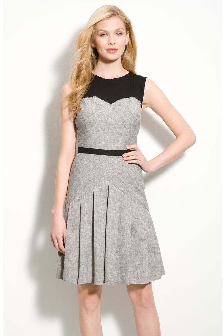 Faux Two-Piece Herringbone Dress, Main, color, IVORY