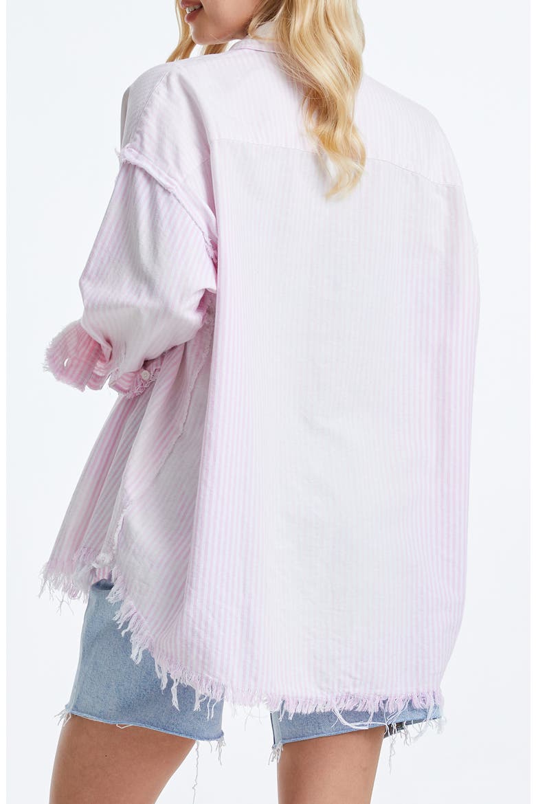 Fringe Cotton Shirt, Alternate, color, PINK/ WHITE STRIPE