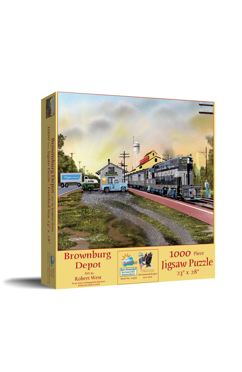 Sunsout Brownsburg Depot 1000 piece Jigsaw Puzzle for Adults, Main, color, Multicolor