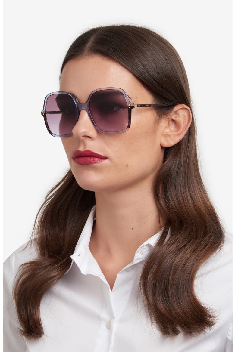 56mm Square Sunglasses, Alternate, color, AZURE