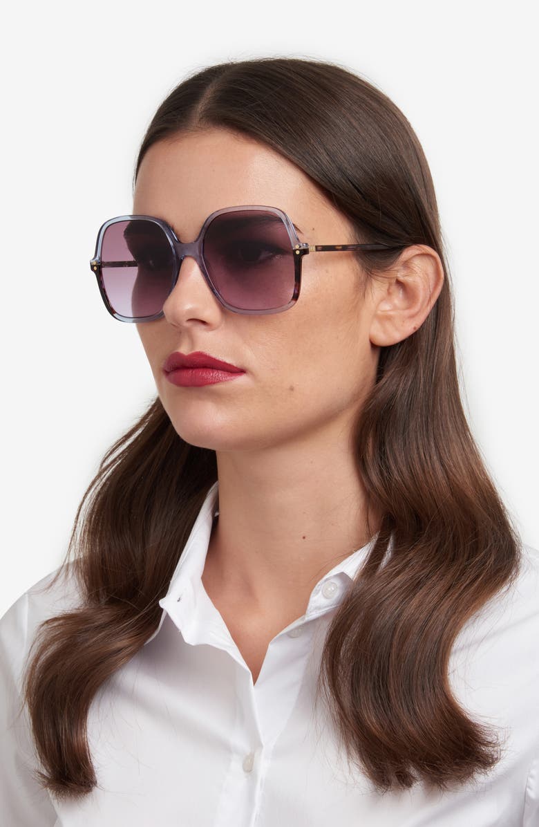 Carolina Herrera 56mm Square Sunglasses, Alternate, color, Azure