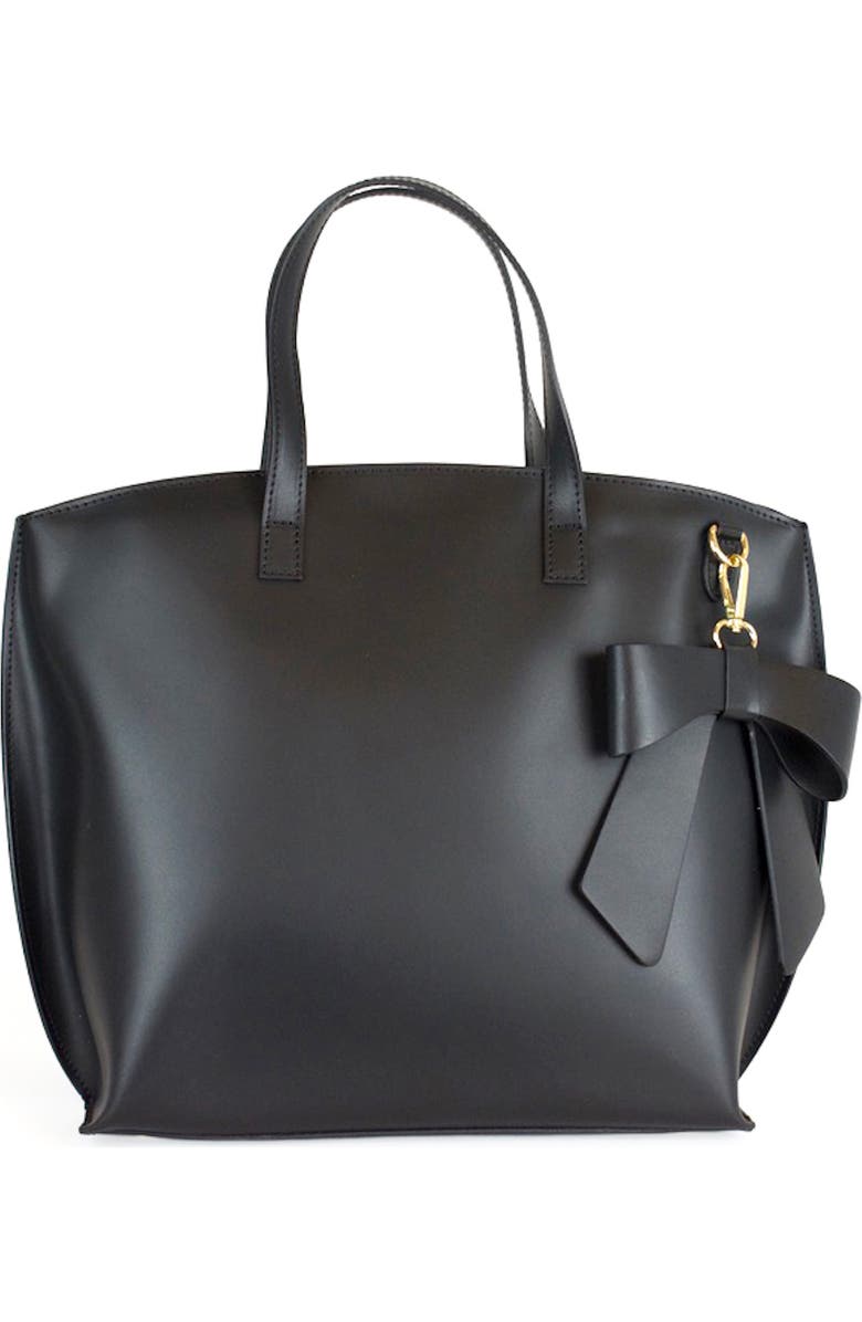Persaman New York Catherine Bow Tote, Main, color, Black