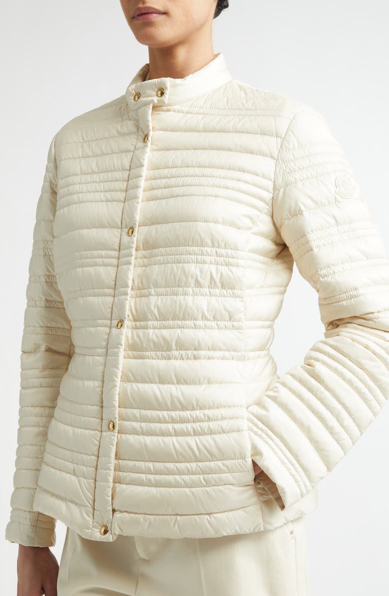 Moncler Cataire Stripe Quilted Down Puffer Jacket, Alternate, color, Neutral