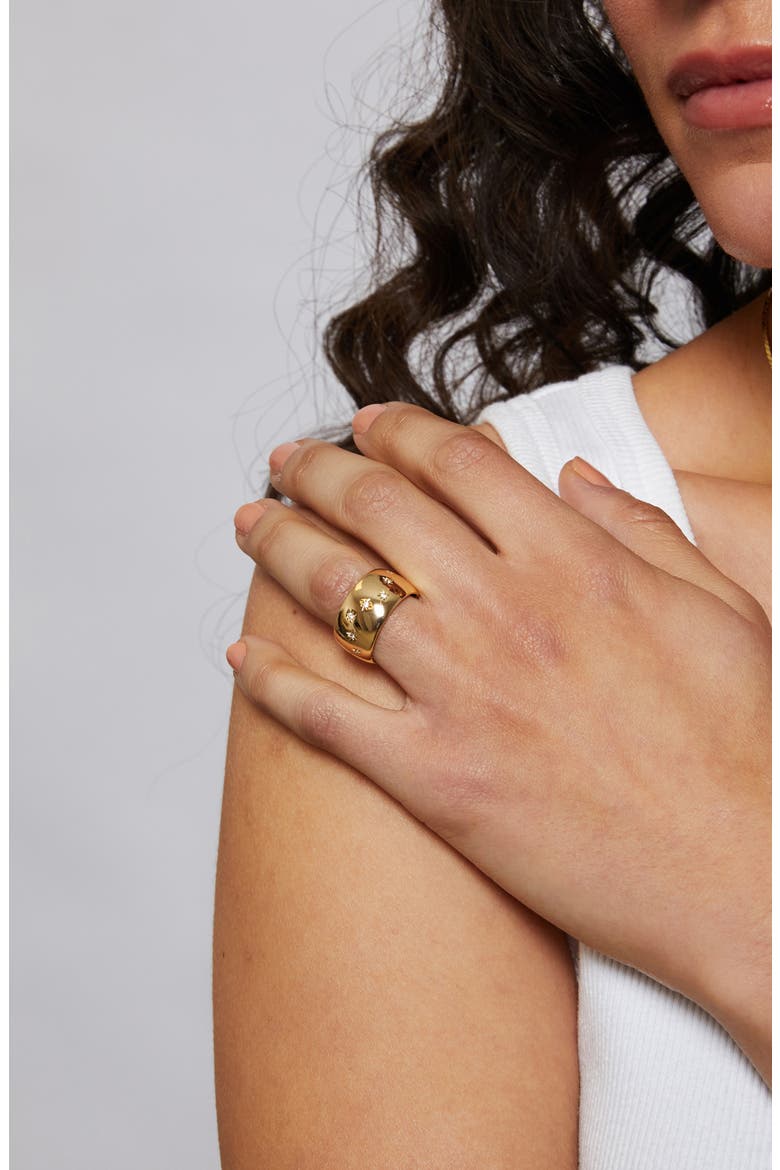 Celeste Crystal Star Band Ring, Alternate, color, GOLD