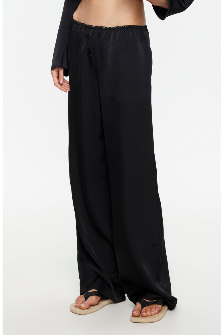 In Bloom Wide Leg Satin Pants, Alternate, color, NOIR