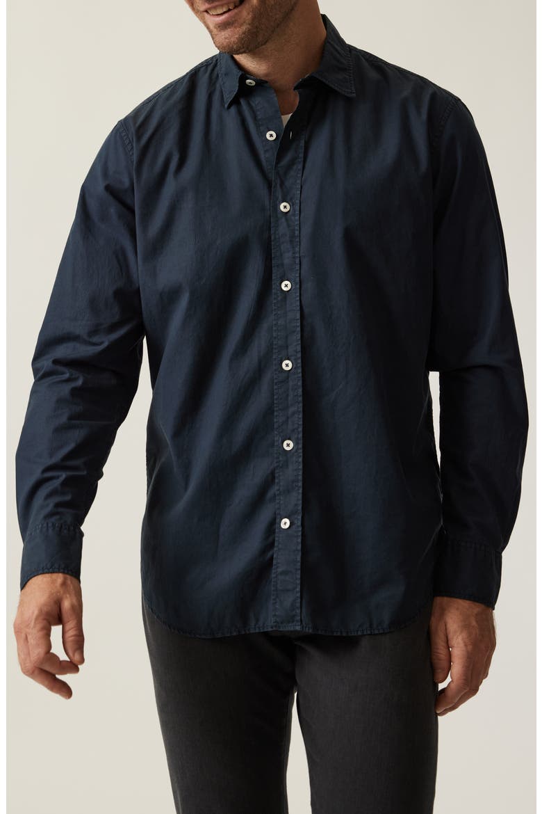 Luxe Twill Button-Up Shirt, Main, color, DRESS BLUES