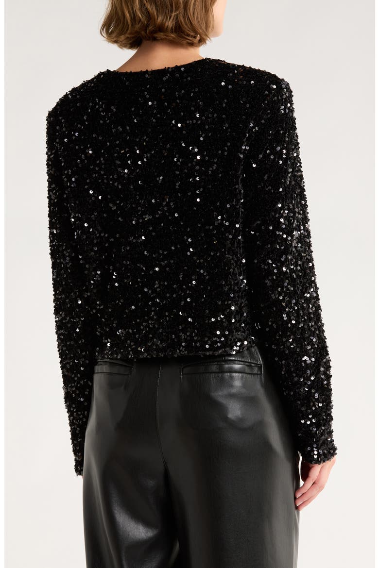 Satin Bow Sequin Jacket, Alternate, color, BLACK